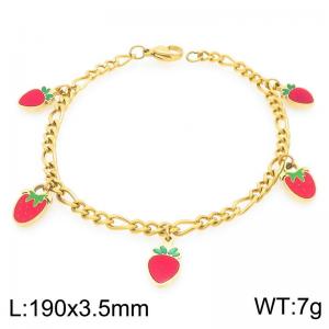 Sweet Cute Charm Strawberry Pendant Stainless Steel Bracelet for Women Fashion Jewelry - KB204043-Z