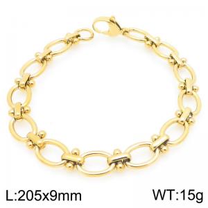 Fashionable and personalized stainless steel 205 × 9mm cross oval splicing chain lobster buckle temperament gold bracelet - KB204070-ZCG