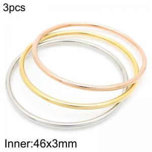3pcs Women Stainless Steel Gold&Silver&Rose Gold Bangle - KB204332-GC