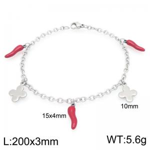 Elegant Link Bracelet for Women Adorned with Chili  Charms Stainless Steel Jewelry - KB204544-Z
