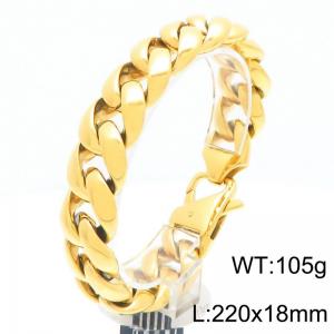Trendy and personalized stainless steel creative smooth Cuban chain special buckle men's domineering gold bracelet - KB204568-KJX