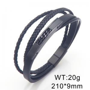 Stainless Steel Leather Bracelet - KB204744-JR
