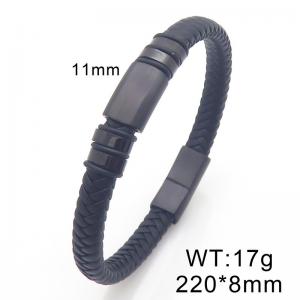 Stainless Steel Leather Bracelet - KB204745-JR