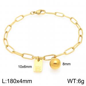 Stainless Steel Geometric Bracelet With Steel Beads Pendant Gold Color Letter B - KB205121-Z