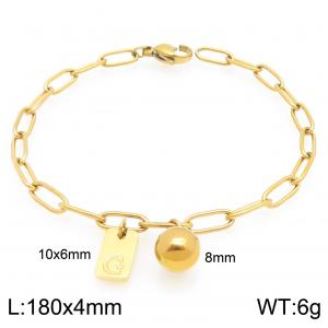 Stainless Steel Geometric Bracelet With Steel Beads Pendant Gold Color Letter G - KB205126-Z