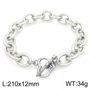 Personalized and trendy stainless steel 12mm O-chain bracelet, paired with heart-shaped OT buckle - KB205206-Z