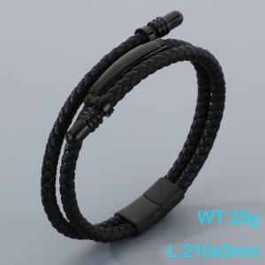 Stainless Steel Leather Bracelet - KB205289-JR