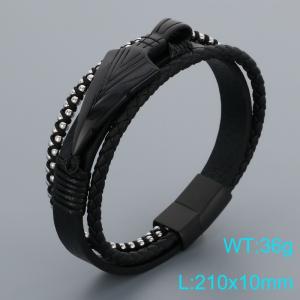 Stainless Steel Leather Bracelet - KB205292-JR
