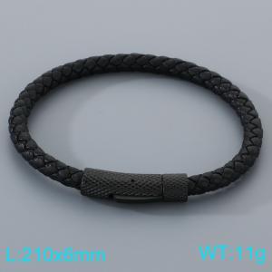 Stainless Steel Leather Bracelet - KB205341-JR