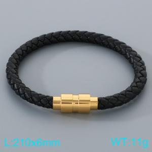 Stainless Steel Leather Bracelet - KB205342-JR