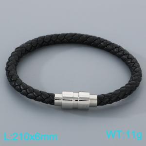 Stainless Steel Leather Bracelet - KB205343-JR