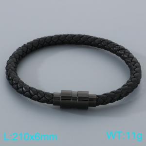 Stainless Steel Leather Bracelet - KB205344-JR