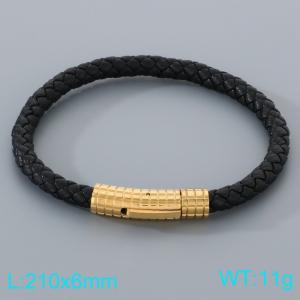 Stainless Steel Leather Bracelet - KB205345-JR