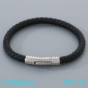 Stainless Steel Leather Bracelet - KB205346-JR