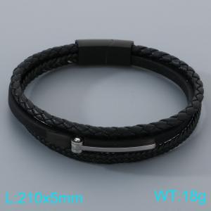 Stainless Steel Leather Bracelet - KB205349-JR