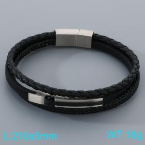 Stainless Steel Leather Bracelet - KB205350-JR