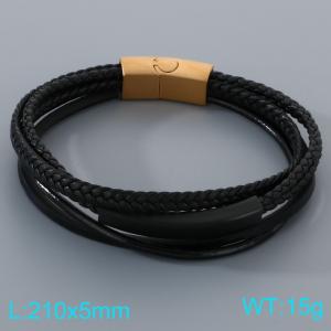Stainless Steel Leather Bracelet - KB205351-JR
