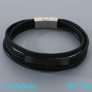 Stainless Steel Leather Bracelet - KB205352-JR