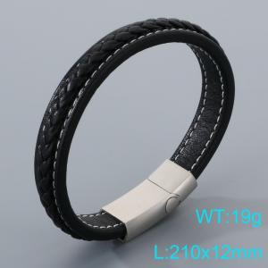 Stainless Steel Leather Bracelet - KB205354-JR