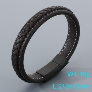 Stainless Steel Leather Bracelet - KB205358-JR