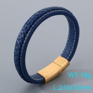 Stainless Steel Leather Bracelet - KB205359-JR