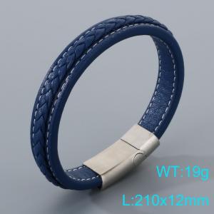 Stainless Steel Leather Bracelet - KB205360-JR