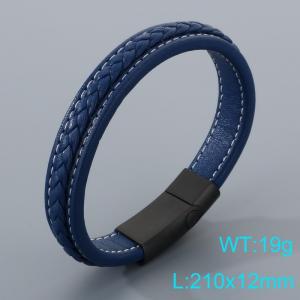 Stainless Steel Leather Bracelet - KB205361-JR