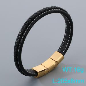 Stainless Steel Leather Bracelet - KB205362-JR