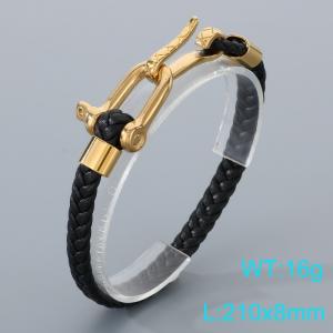Stainless Steel Leather Bracelet - KB205364-JR