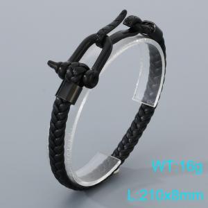 Stainless Steel Leather Bracelet - KB205366-JR