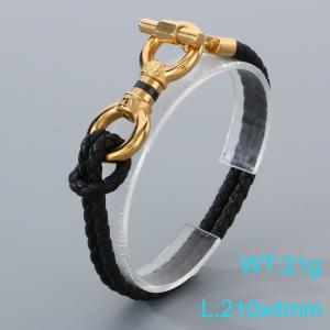 Stainless Steel Leather Bracelet - KB205367-JR