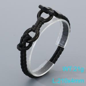 Stainless Steel Leather Bracelet - KB205369-JR