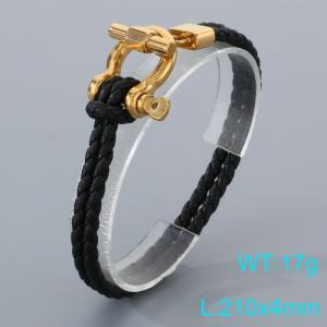 Stainless Steel Leather Bracelet - KB205370-JR
