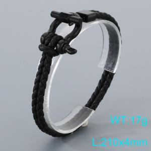 Stainless Steel Leather Bracelet - KB205372-JR