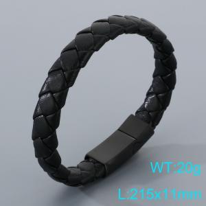 Stainless Steel Leather Bracelet - KB205375-JR