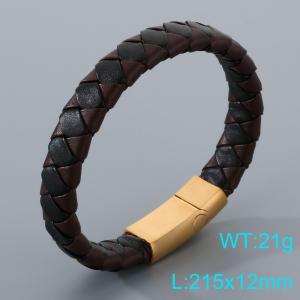Stainless Steel Leather Bracelet - KB205376-JR