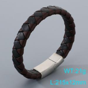 Stainless Steel Leather Bracelet - KB205377-JR