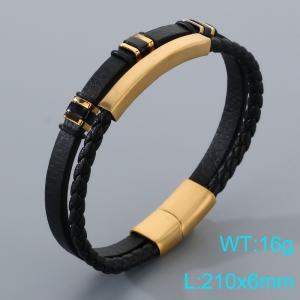 Stainless Steel Leather Bracelet - KB205379-JR