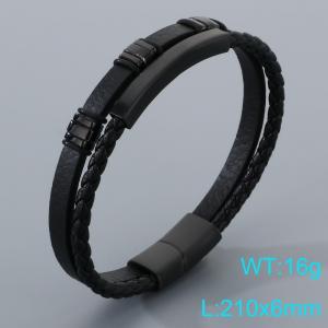 Stainless Steel Leather Bracelet - KB205380-JR