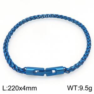 4mm Fashionable and personalized stainless steel blue flower basket chain bracelet with round jewelry buckle - KB205480-KFC