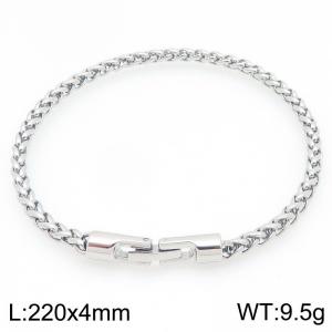 4mm Fashionable and personalized stainless steel silver flower basket chain bracelet with round jewelry buckle - KB205481-KFC