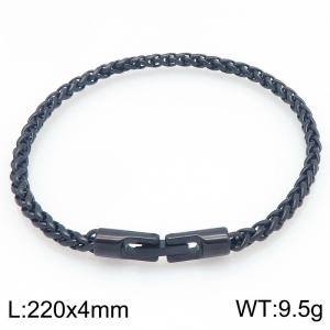 4mm Fashionable and personalized stainless steel black flower basket chain bracelet with round jewelry buckle - KB205484-KFC