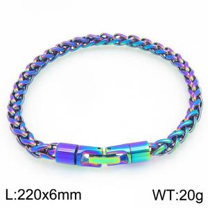 6mm Fashionable and personalized stainless steel colorful flower basket chain bracelet with round jewelry buckle - KB205485-KFC