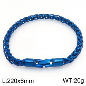 6mm Fashionable and personalized stainless steel blue flower basket chain bracelet with round jewelry buckle - KB205487-KFC