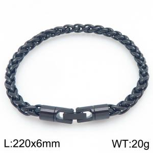 6mm Fashionable and personalized stainless steel black flower basket chain bracelet with round jewelry buckle - KB205488-KFC