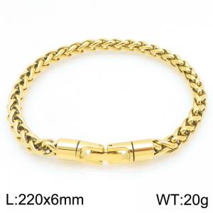6mm Fashionable and personalized stainless steel gold flower basket chain bracelet with round jewelry buckle - KB205489-KFC