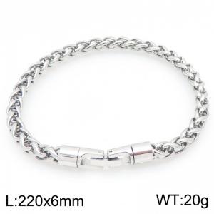 6mm Fashionable and personalized stainless steel silver flower basket chain bracelet with round jewelry buckle - KB205490-KFC