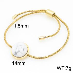 European and American fashion stainless steel circular inlaid with white gemstones adjustable temperament gold bracelet - KB205505-GC