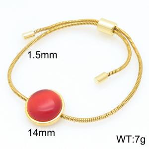 European and American fashion stainless steel circular inlaid with red gemstones adjustable temperament gold bracelet - KB205506-GC