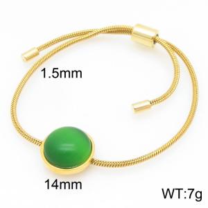 European and American fashion stainless steel circular inlaid with blue gemstones adjustable temperament gold bracelet - KB205508-GC
